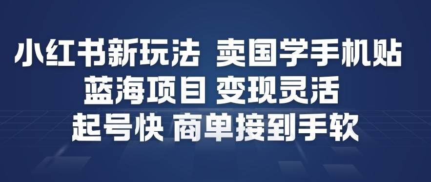 小红书新玩法，卖国学手机贴，蓝海项目，变现灵活，起号快，商单接到手软-新时光资源网