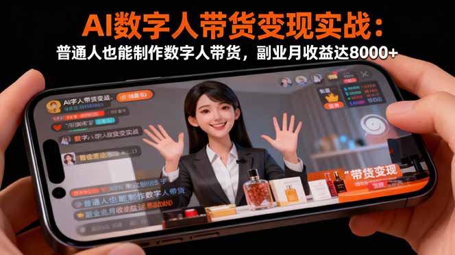 AI数字人带货变现实战：普通人也能制作数字人带货，副业月收益达8000+-新时光资源网