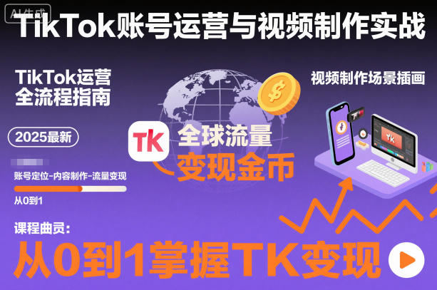 2025最新TikTok账号运营与视频制作实战全流程,从0到1掌握TK变现(含11月最新TK搬运技术)-新时光资源网
