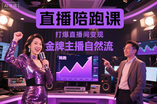 直播陪跑课，金牌主播自然流打爆直播间，复制高变现玩法-新时光资源网