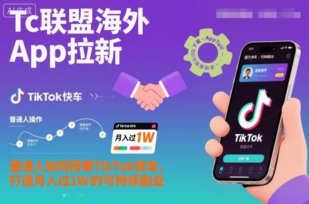 Tc联盟海外App拉新：普通人如何搭乘TikTok快车，打造月入过1W的可持续副业-新时光资源网