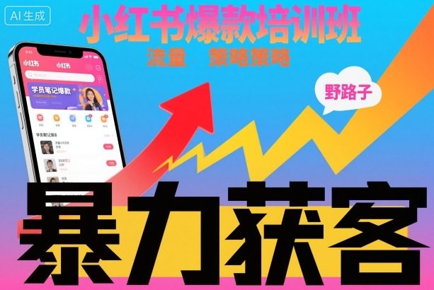 小红书爆款培训班,小红书获客野路子流量打法,暴力持续获客-新时光资源网