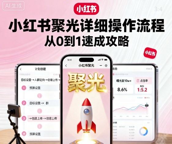 小红书聚光详细操作流程，小红书聚光从0到1速成攻略-新时光资源网