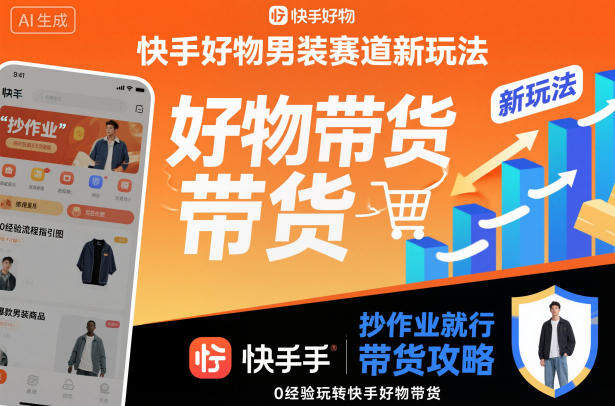 快手好物男装赛道新玩法，抄作业就行，0经验玩转快手好物带货-新时光资源网