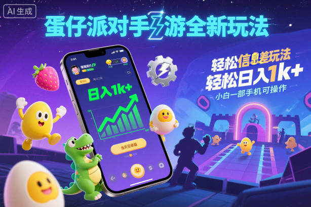 蛋仔派对手游全新玩法，轻松日入1k+，风口信息差玩法，当天见收益，小白一部手机可操作-新时光资源网