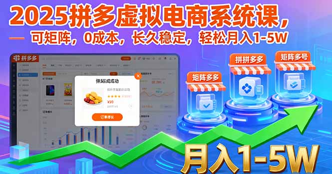 2025拼多多虚拟电商系统课，可矩阵，0成本，长久稳定，轻松月入1-5W-新时光资源网