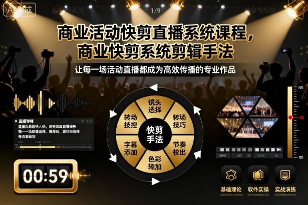 商业活动快剪直播系统课程,商业快剪系统剪辑手法-新时光资源网