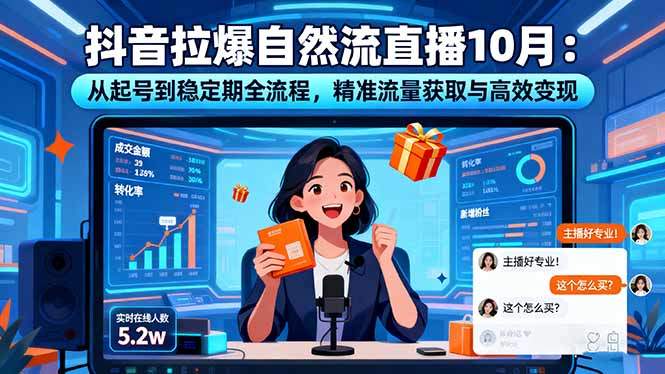抖音拉爆自然流直播10月：从起号到稳定期全流程，精准流量获取与高效变现-新时光资源网