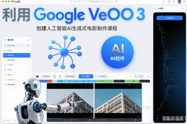 利l用Google Veo 3创建人工智能AI生成式电影制作课程,使用人工智能的力量创建令人惊叹的视频-新时光资源网