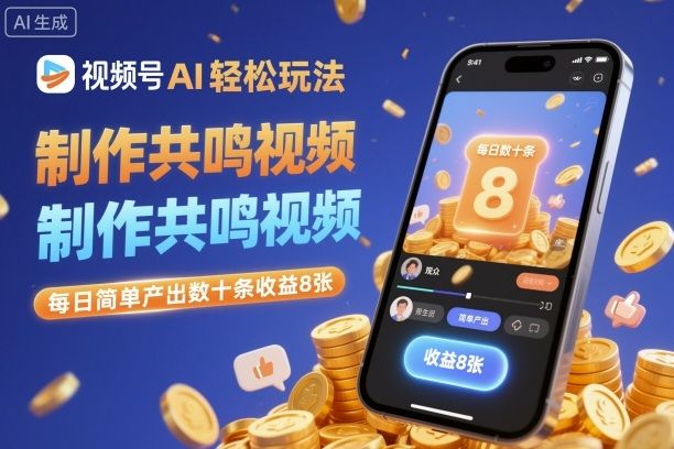 视频号AI轻松玩法,制作共鸣视频,每日简单产出数十条收益8张-新时光资源网