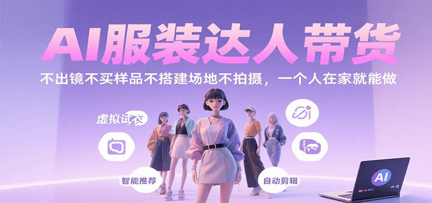 AI服装达人带货，不出镜不买样品不搭建场地不拍摄，一个人在家就能做-新时光资源网