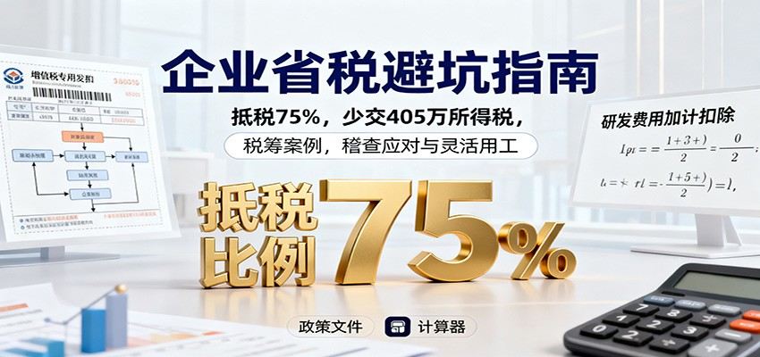 企业省税避坑指南:抵税75%,少交405万所得税,税筹案例,稽查应对与灵活用工-新时光资源网