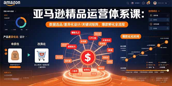 亚马逊精品运营体系课：数据选品/差异化设计/关键词矩阵，爆款孵化全流程-新时光资源网
