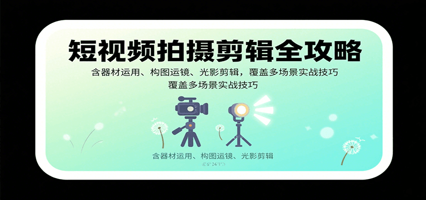 短视频拍摄剪辑全攻略：含器材运用、构图运镜、光影剪辑，覆盖多场景实战技巧-新时光资源网