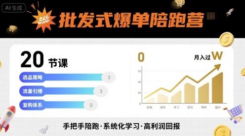 批发式爆单陪跑营，20节课带你实现批发式爆单，带你经松月入过W-新时光资源网