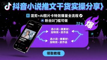 抖音小说推文干货实操分享，混剪+AI图片卡特效爆量全流程，0粉丝0门槛可做-新时光资源网