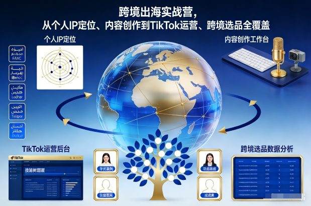 跨境出海实战营，从个人IP定位、内容创作到TikTok运营、跨境选品全覆盖-新时光资源网