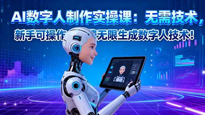 AI数字人制作实操课：无需技术，新手可操作，免费无限生成数字人技术！-新时光资源网