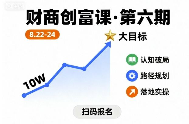 财商创富课第六期8月22-24号，如何从10W起步，一步步实现大目标-新时光资源网