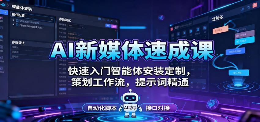 AI新媒体速成课:快速入门智能体安装定制,策划工作流,提示词精通-新时光资源网