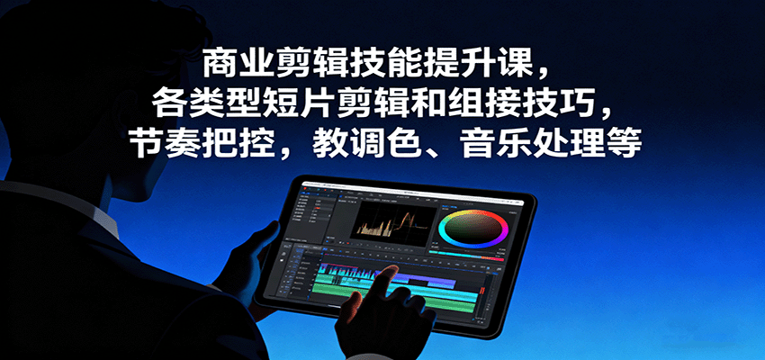 商业剪辑技能提升课，各类型短片剪辑和组接技巧，节奏把控，教调色、音乐处理等-新时光资源网