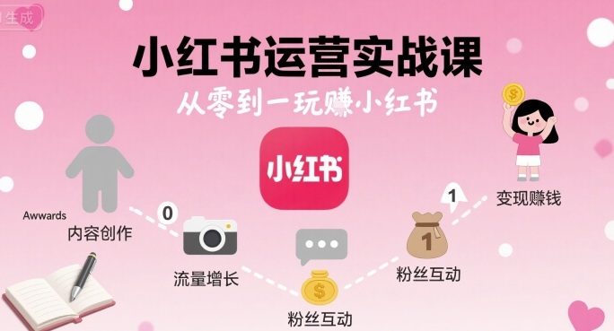 小红书运营实战课，从零到一玩賺小红书-新时光资源网