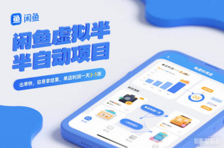 闲鱼虚拟半自动项目，出单快，容易拿结果，单店利润一天3-5张-新时光资源网
