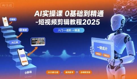 AI实操课0基础到精通-短视频剪辑教程2025-新时光资源网