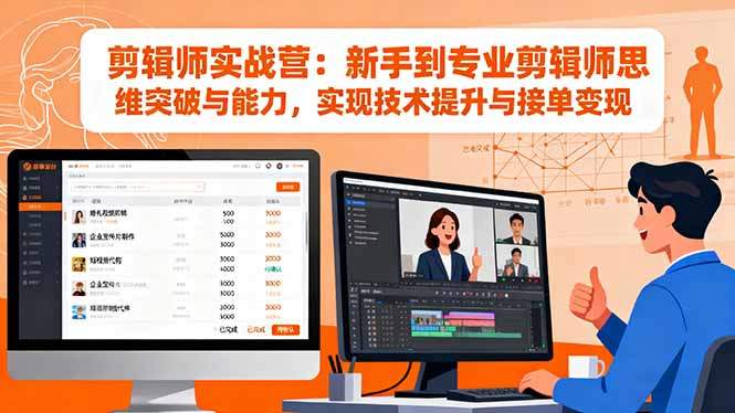 剪辑师实战营：新手到专业剪辑师思维突破与能力，实现技术提升与接单变现-新时光资源网