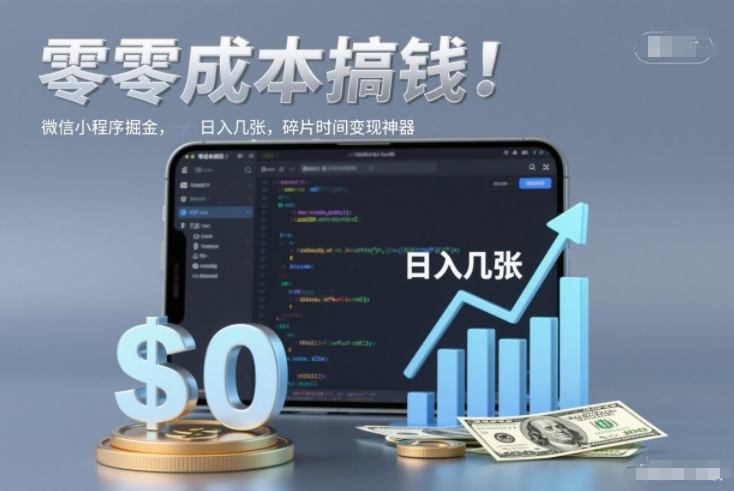 零成本搞钱，微信小程序掘金，简单易操作，日入几张，碎片时间变现神器【揭秘】-新时光资源网