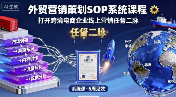 外贸营销策划SOP系统课程，打开跨境电商企业线上营销任督二脉-新时光资源网