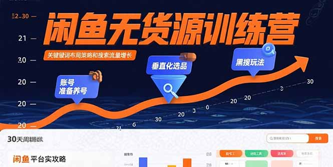 闲鱼无货源训练营：账号准备养号/垂直化选品/黑搜玩法，0基础30天盈利指南-新时光资源网