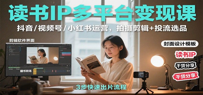 读书IP多平台变现课：抖音/视频号/小红书运营，拍摄剪辑+投流选品-新时光资源网
