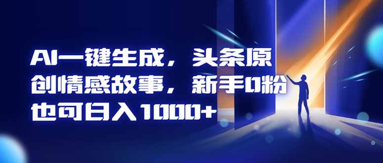 AI一键生成，头条原创情感故事，新手0粉也可日入1000+-新时光资源网