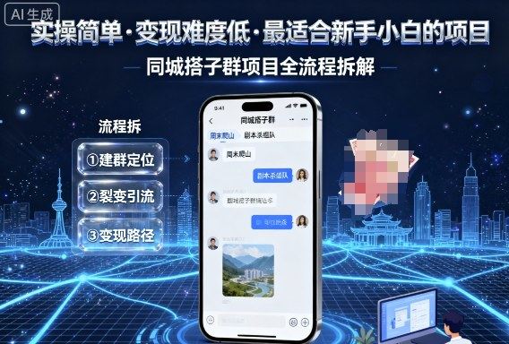 实操简单，变现难度低，最适合新手小白做的项目，每天轻松收入3张，同城搭子群项目全流程拆解-新时光资源网