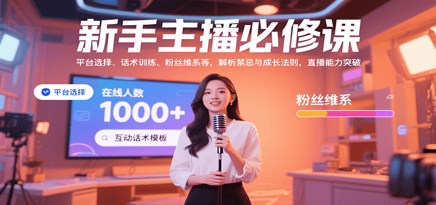 新手主播必修课：平台选择、话术训练、粉丝维系等，解析禁忌与成长法则，突破直播能力-新时光资源网
