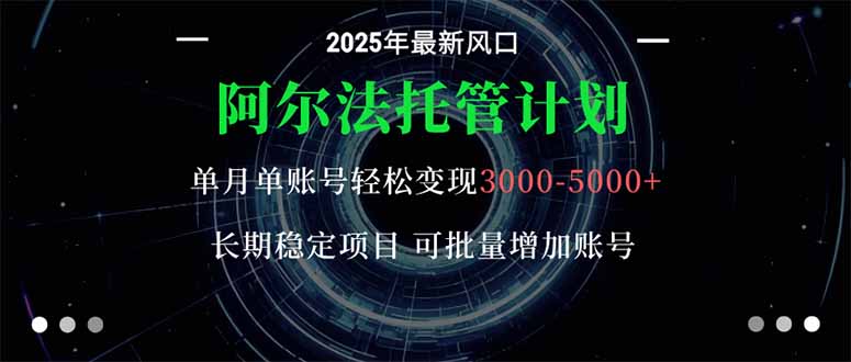 阿尔法托管计划 单账号月入3000-5000，长期稳定项目，新手小白轻松上手。-新时光资源网