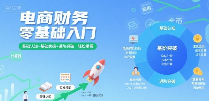 电商财务零基础入门，基础认知+基础实操+进阶突破，轻松掌握-新时光资源网