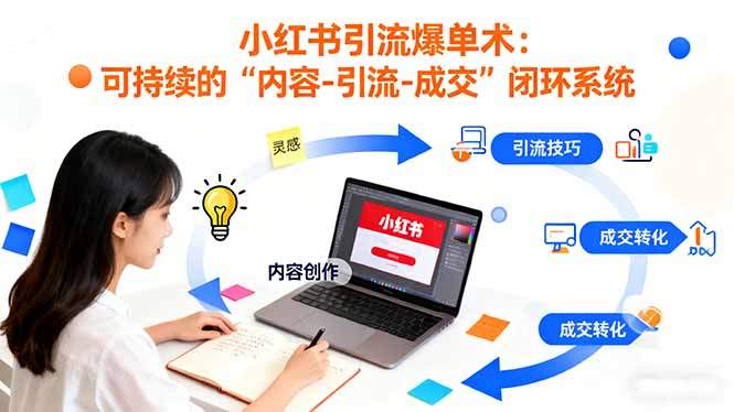 小红书引流爆单术：构建一套低成本 可持续的“内容-引流-成交”闭环系统-新时光资源网