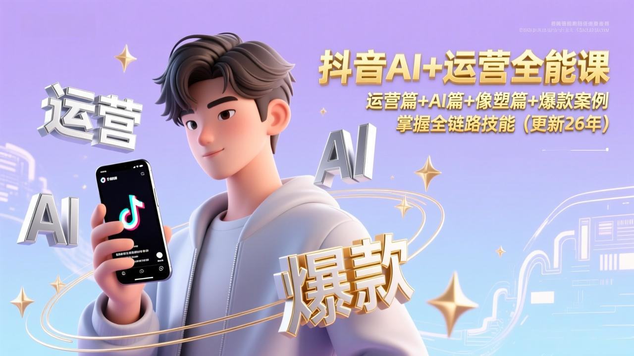 抖音AI+运营全能课，运营篇+AI篇+像塑篇+爆款案例，掌握全链路技能(更新26年-新时光资源网