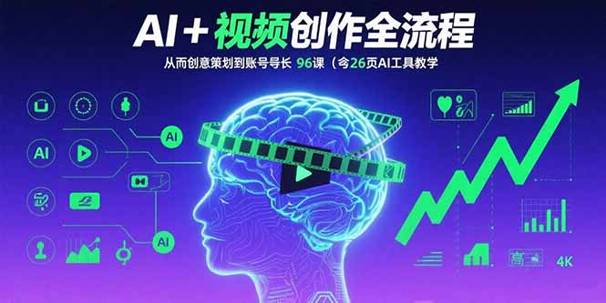 AI+短视频创作全流程：从创意策划到账号增长，96节课(含26项AI工具教学-新时光资源网