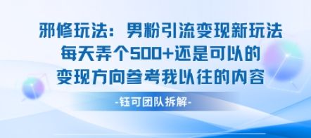 邪修玩法：男粉引流变现新玩法每天弄个5张还是可以的变现方向参考我以往的内容-新时光资源网