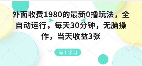 外面收费1980的最新0撸玩法，全自动挂G，每天30分钟，无脑操作，当天收益3张【揭秘】-新时光资源网