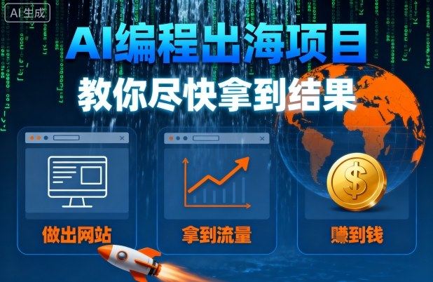 AI编程出海项目，教你尽快拿到结果-做出网站、拿到流量、賺到钱-新时光资源网