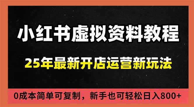 小红书虚拟资料项目：最新搜索流变现玩法，0成本简单可复制，一人多店打法，新手日入800+-新时光资源网