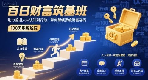 百日财富筑基班，助力普通人从认知到行动，带你解锁顶级财富密码-新时光资源网