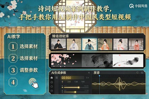 古诗词短视频案例制作教学,手把手教你用AI制作中国风类型短视频-新时光资源网