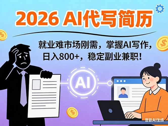 AI代写简历，超暴利，用万能模板月入1-3万实战教程，2026年市场刚需！-新时光资源网