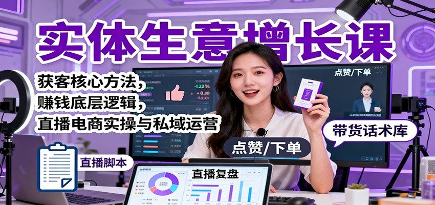实体生意增长课:获客核心方法,赚钱底层逻辑,直播电商实操与私域运营-新时光资源网