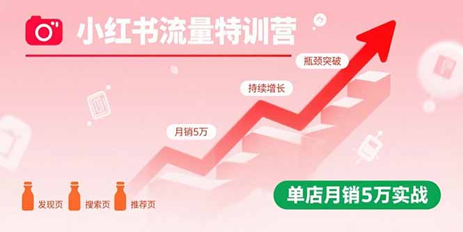小红书流量特训营：突破流量瓶颈，实现店铺持续增长，单店月销5万实战-新时光资源网